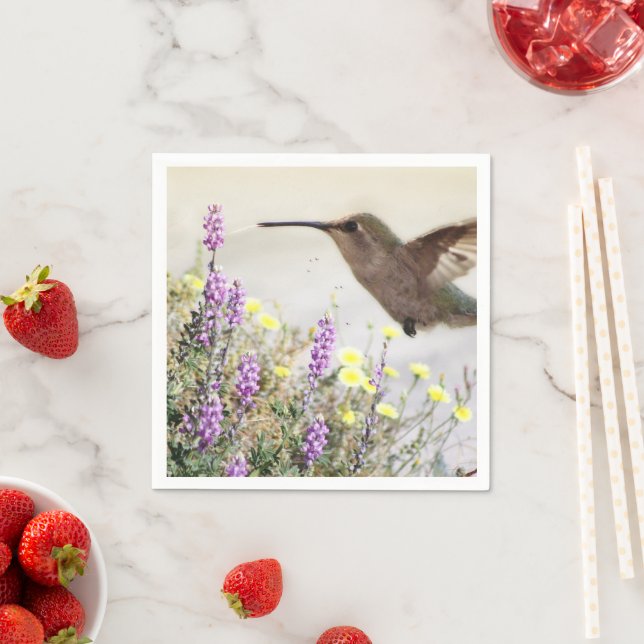 Hummingbird and Wildflowers Digital Art Napkin (Insitu)