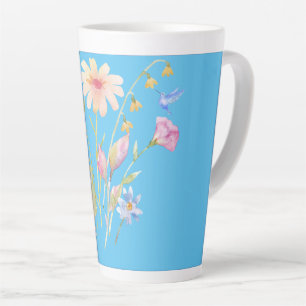 Hummingbird and Wildflowers Latte Mug