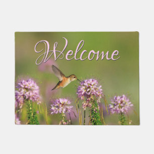Hummingbird and Wildflowers Welcome Doormat
