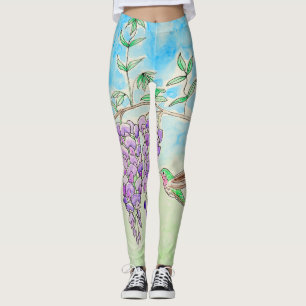 Hummingbird and Wisteria Leggings