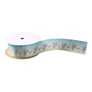 Hummingbird and Wisteria Satin Ribbon