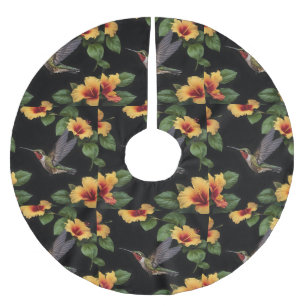 Hummingbird And Yellow Hibiscus, Brushed Polyester Tree Skirt