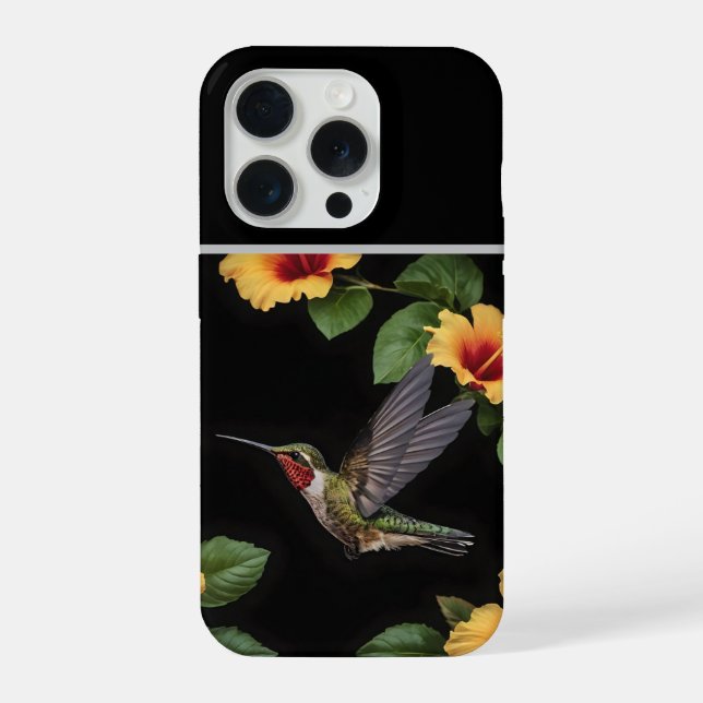 Hummingbird And Yellow Hibiscus, iPhone Case (Back)