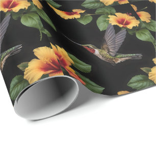 Hummingbird And Yellow Hibiscus, Wrapping Paper