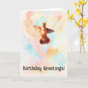 Hummingbird Art Pretty Birthday Card