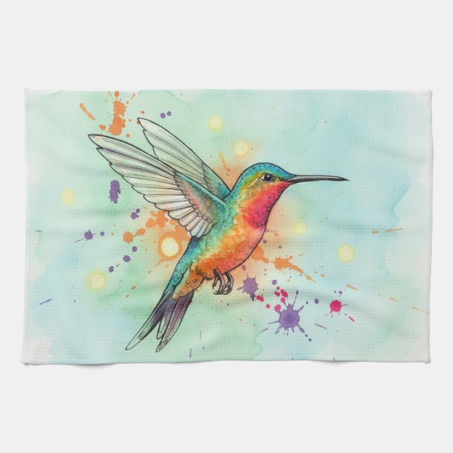 Hummingbird Art Tea Towel (Horizontal)