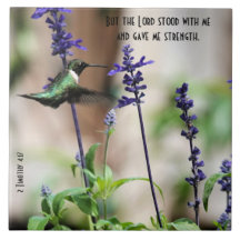 Hummingbird at Flower w/ Scripture Verse