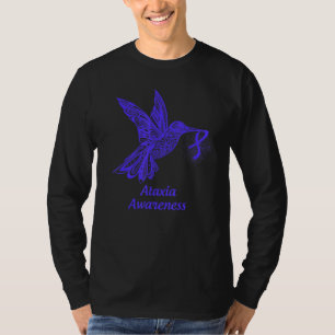 Hummingbird Ataxia Warrior With Blue Ribbon T-Shirt