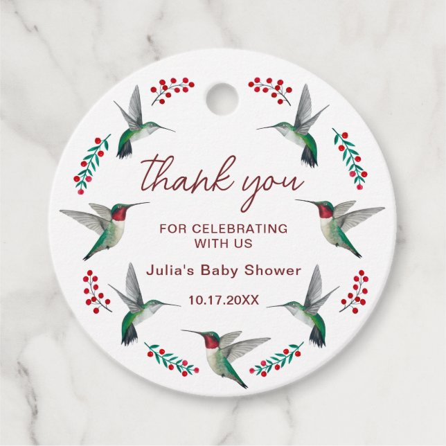 Hummingbird Baby Shower Favour Tags (Front)
