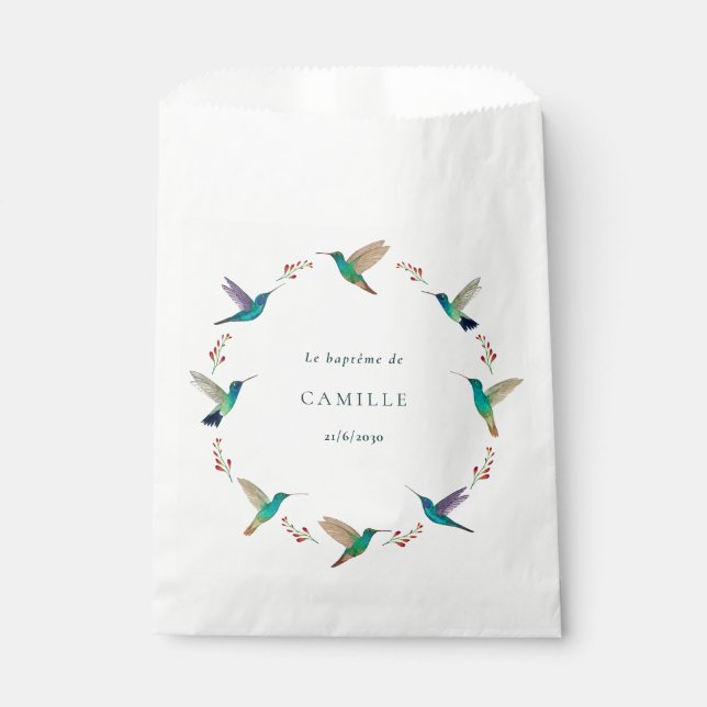 Hummingbird Baptism Favour Bag (Front)