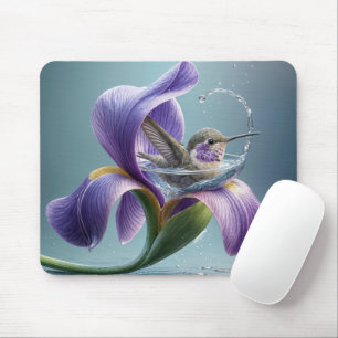 Hummingbird Bathing In An Iris Blossom Mouse Pad