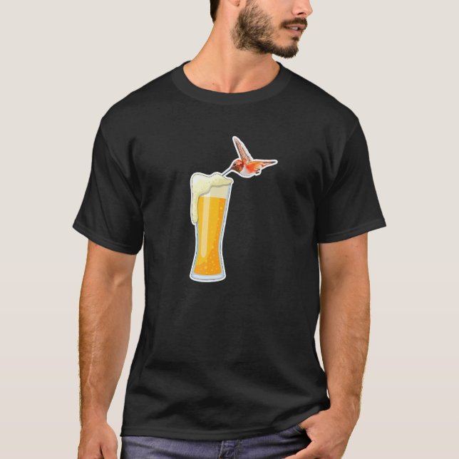 Hummingbird Beer Drink Spirit Animal Hummer Bird T-Shirt (Front)
