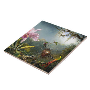 Hummingbird Bird Animal Floral Wildlife Ceramic Tile
