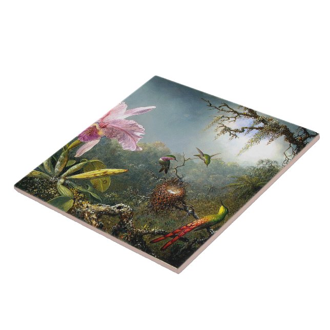 Hummingbird Bird Animal Floral Wildlife Ceramic Tile (Side)