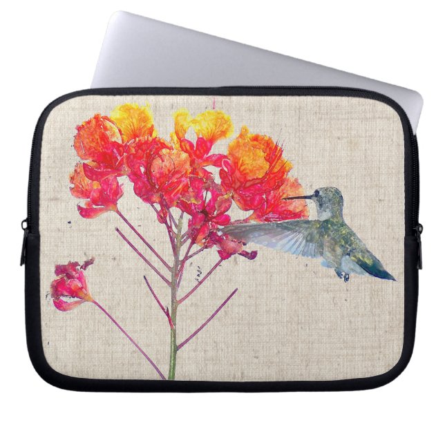 Hummingbird Bird Animal Floral Wildlife Laptop Sleeve (Front)