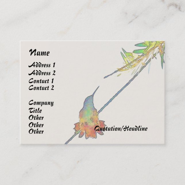 hummingbird Bird Animal Wildlife Floral Business Card (Front)