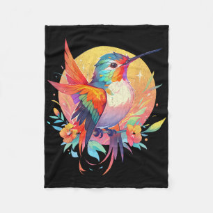 Hummingbird Bird Cartoon Bird Watchers Earth Day Fleece Blanket