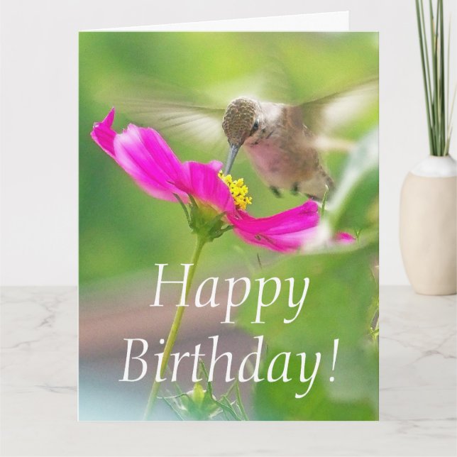 Hummingbird Bird Floral Birthday Big Greeting Card (Front)