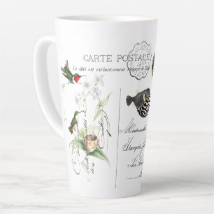 Hummingbird Bird Flower French Ephemera Latte Mug