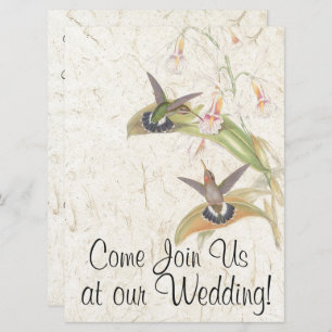Hummingbird Bird Flowers Wedding Invitation