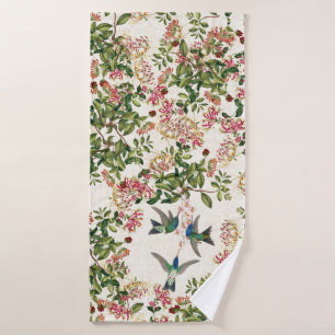 Hummingbird Bird Honeysuckle Flower Bath Towel Set