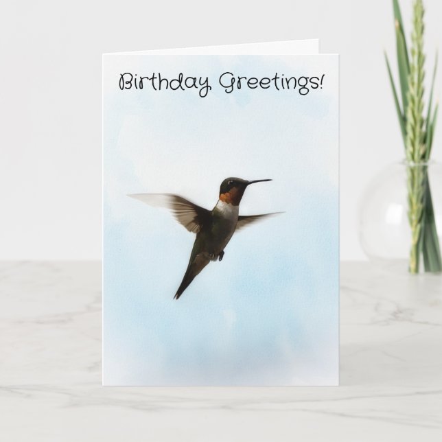 Hummingbird Bird Lover Birthday Card (Front)