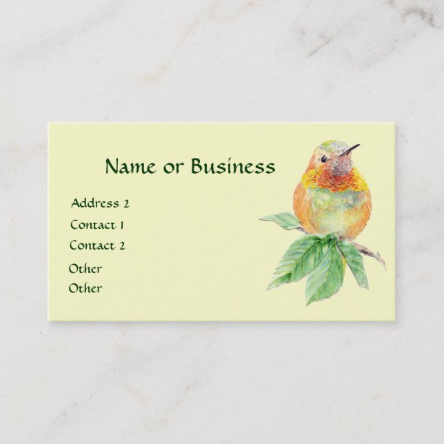Hummingbird, Bird, Nature, Wildlife, Business Card (Front)