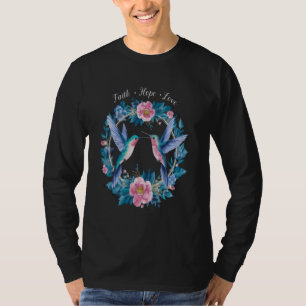 Hummingbird Bird Nectar Wings Plumage Flowers T-Shirt