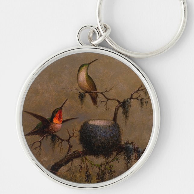 Hummingbird bird nest victorian heade painting   key ring (Front)