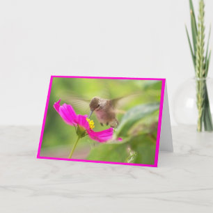 Hummingbird Bird Wildlife Animal Floral Card