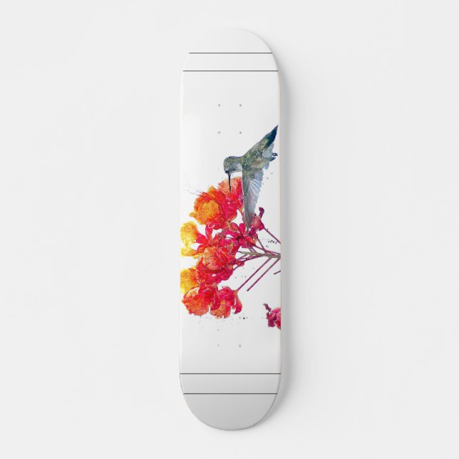 Hummingbird Bird Wildlife Animal Floral Skateboard (Front)