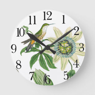 Hummingbird Bird Wildlife Animal Flower Wall Clock