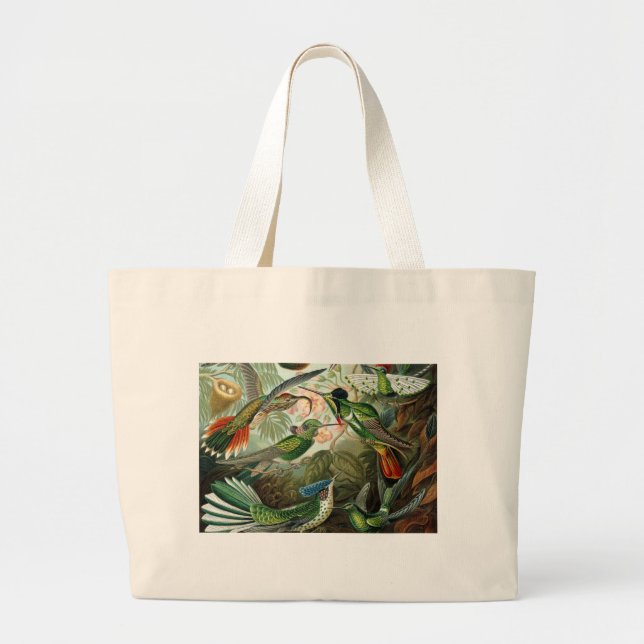 hummingbird bird wildlife classic painting large tote bag (Front)