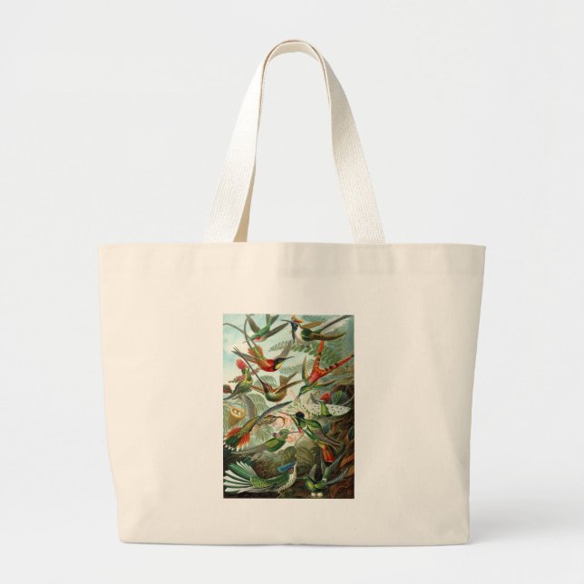 hummingbird bird wildlife classic painting large tote bag (Front)