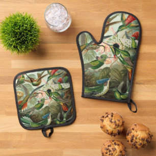 hummingbird bird wildlife classic painting oven mitt & pot holder set