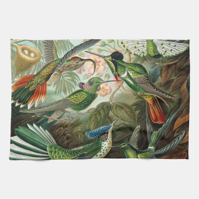 hummingbird bird wildlife classic painting tea towel (Horizontal)