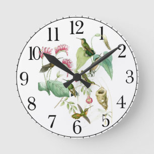 Hummingbird Bird Wildlife Floral Wall Clock