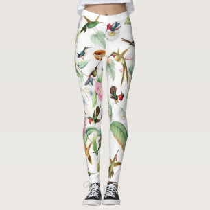 Hummingbird Birds Floral All Over Print Leggings