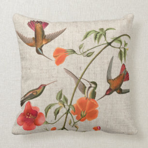 Hummingbird Birds Flowers Animals Audubon Pillow