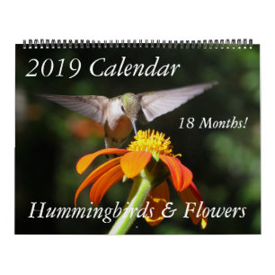 Hummingbird Birds & Flowers Floral 2019 Calendar