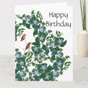 Hummingbird Birds Flowers Floral Birthday Card