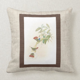 Hummingbird Birds Flowers Floral Throw Pillow