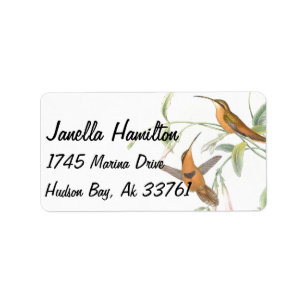 Hummingbird Birds Flowers Floral Wildlife Animals Label