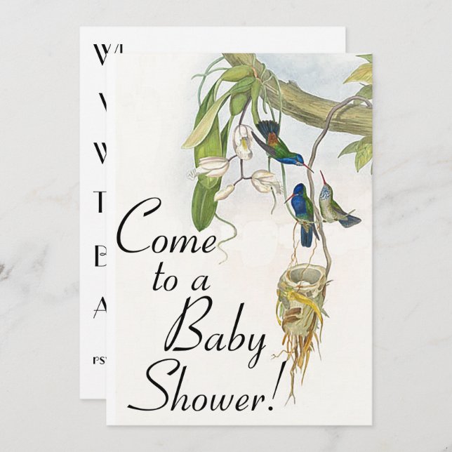 Hummingbird Birds & Nest Baby Shower Invitation (Front/Back)