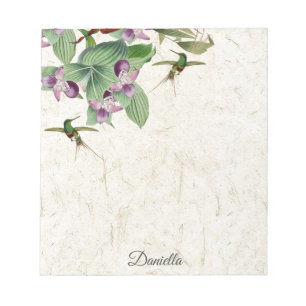 Hummingbird Birds Orchid Flowers Notepad