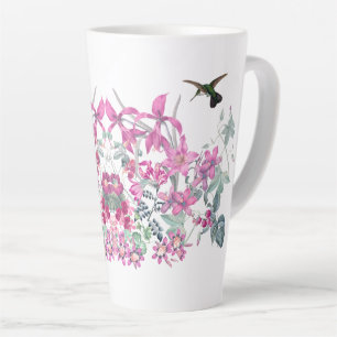 Hummingbird Birds Pink Garden Flowers Latte Mug