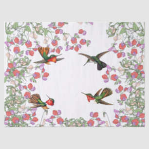 Hummingbird Birds Sweet Pea Flower Tissue Paper