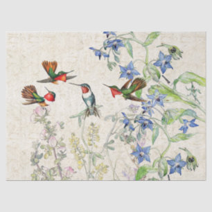 Hummingbird Birds Wildflower Flowers Tissue Paper