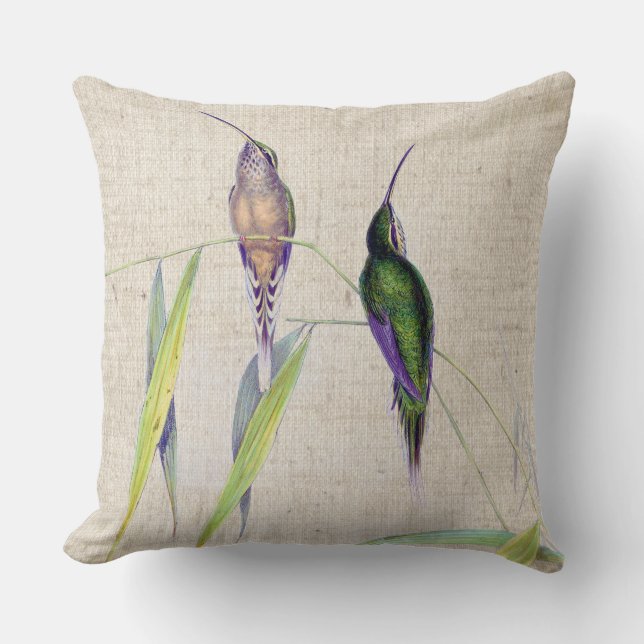 Hummingbird Birds Wildlife Animals Bamboo Leaves Cushion (Front)
