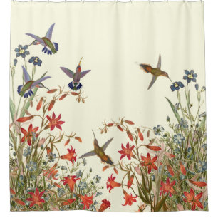 Hummingbird Birds Wildlife Animals Floral Flowers Shower Curtain